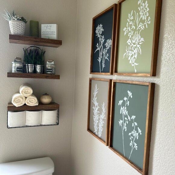 Wall Art Set of 4 Wooded Botanical Print Wall Decor Home Decor Living room decor - Picture 6 of 10